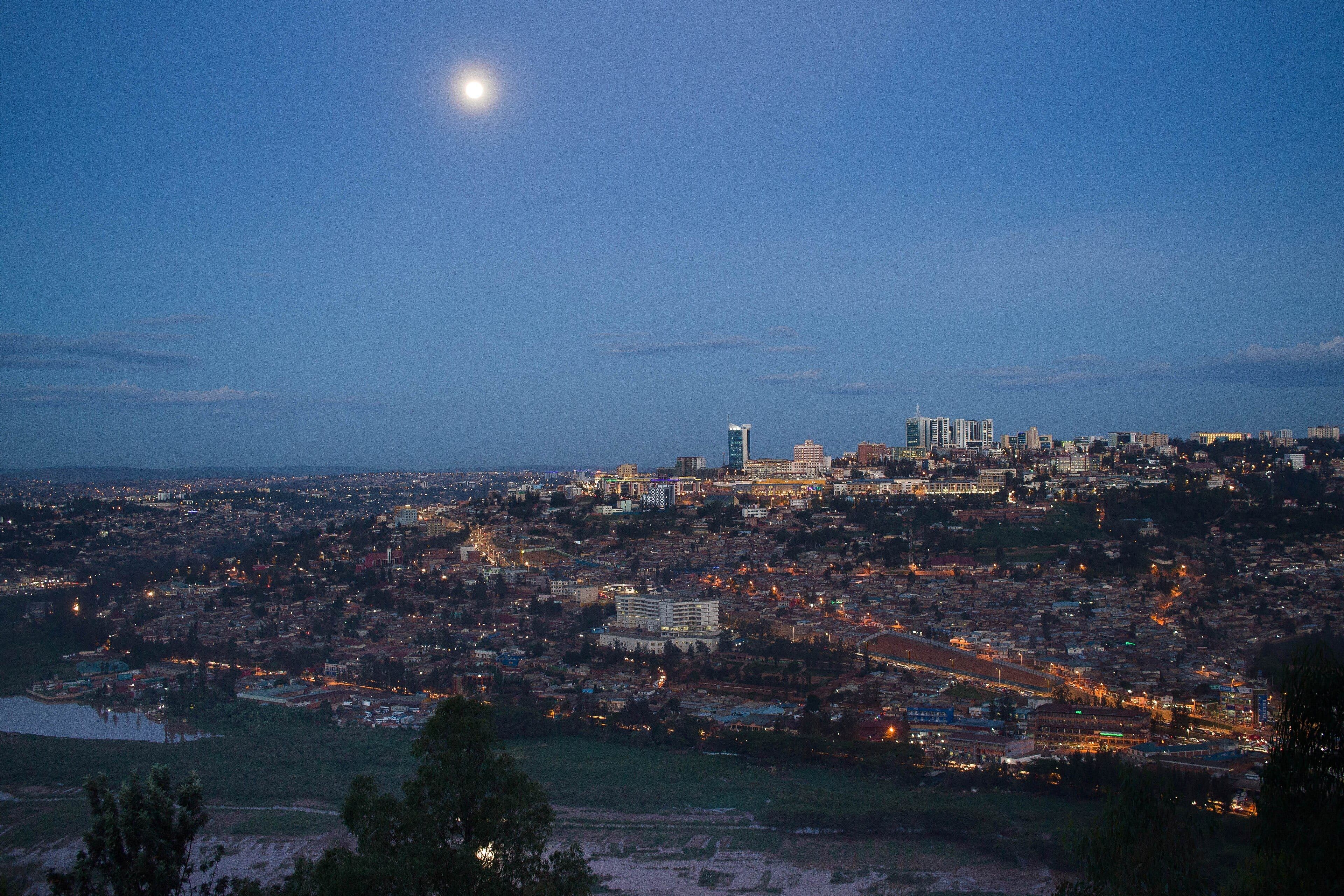 Kigali at dusk, Kigali, Rwanda (illustration)