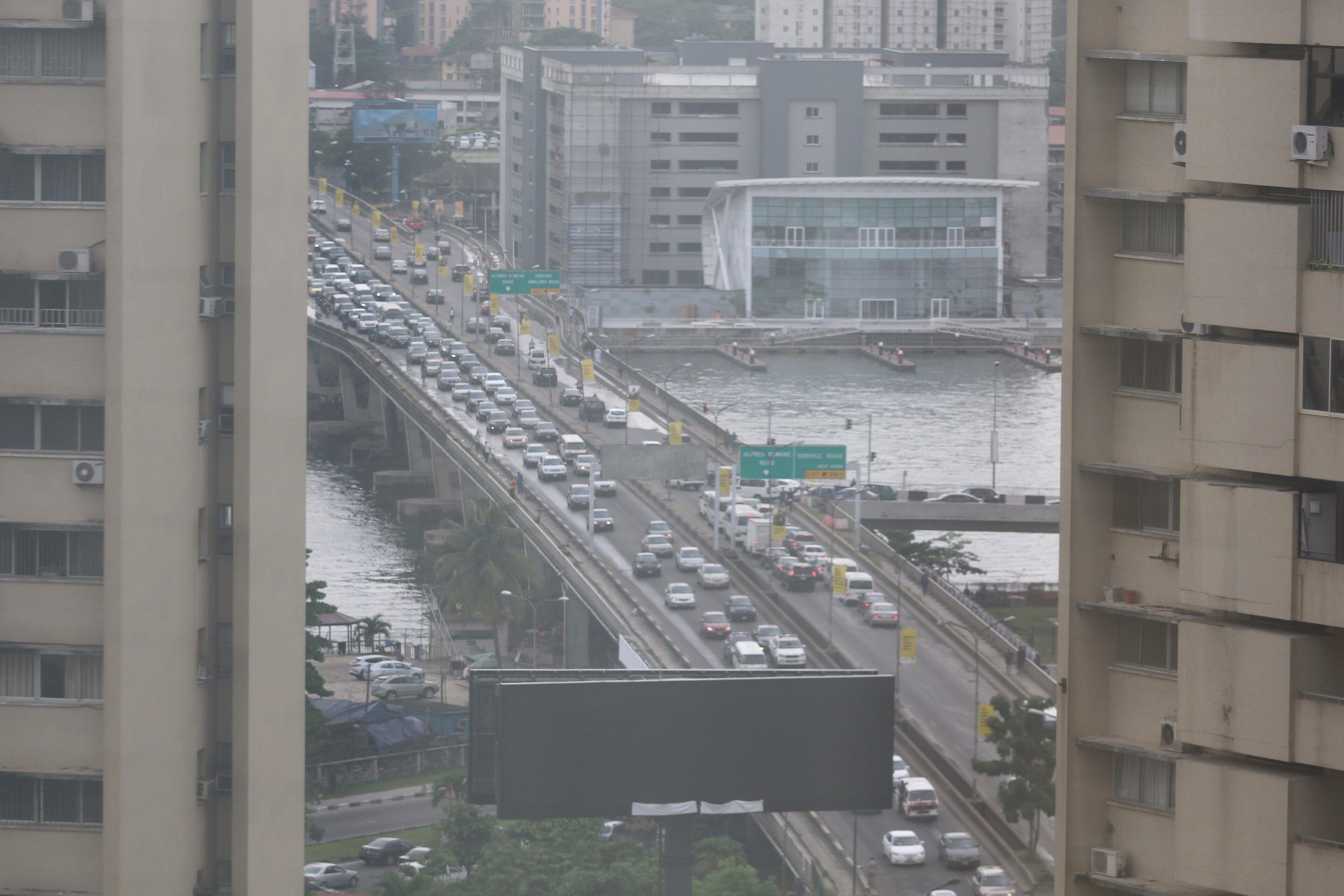 Early morning traffic, Lagos, Nigeria (illustration)