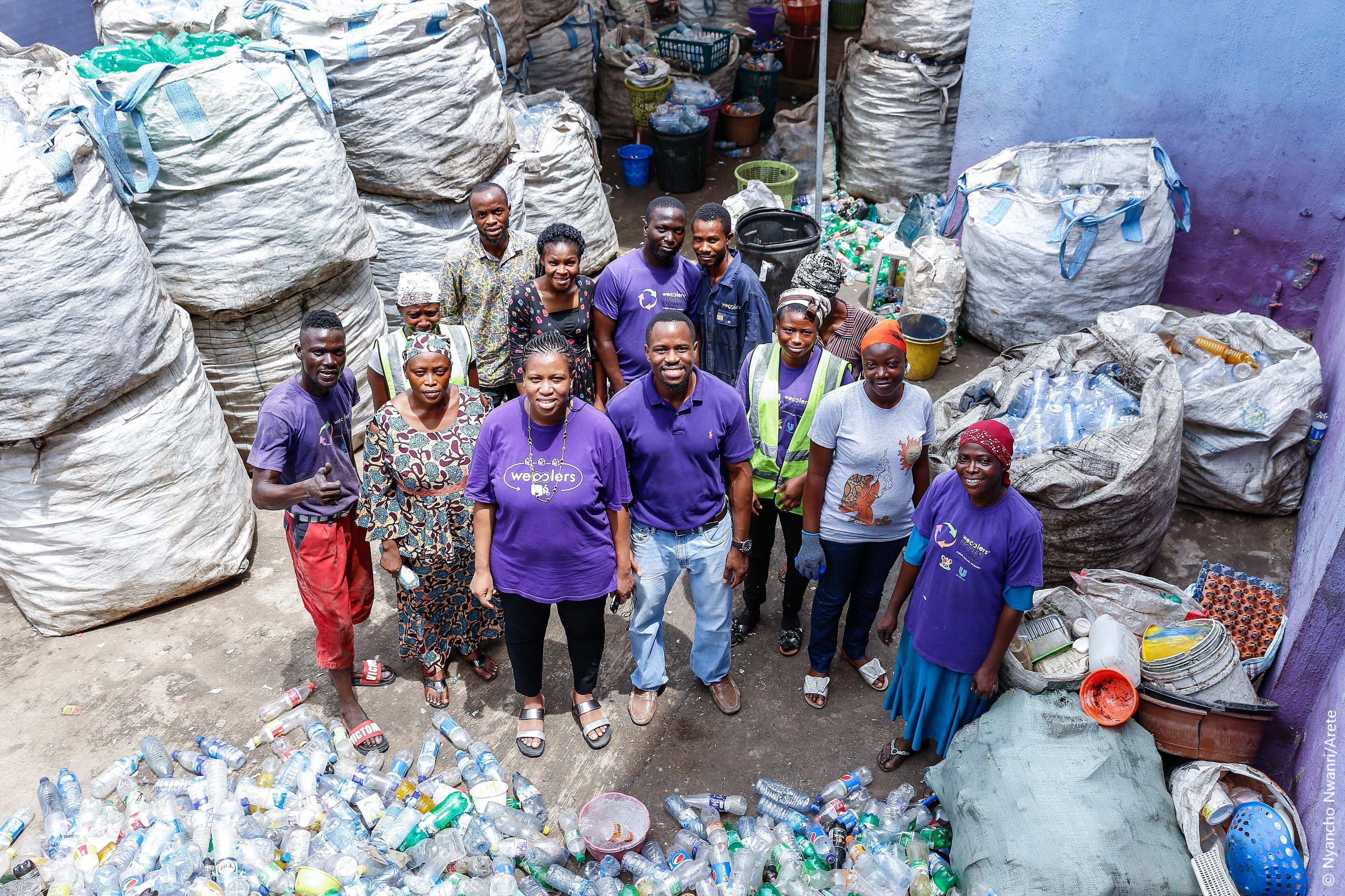 A recycling collection team, Lagos, Nigeria (illustration)
